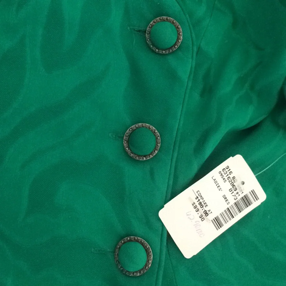 Green Mini Dress with Sheer Sleeves - Picture 5 of 5